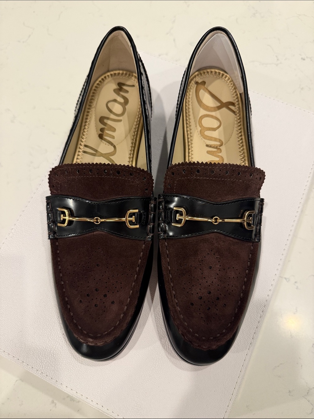 Sam Edelman Women's Brown Suede & Black Leather Bit Loafers